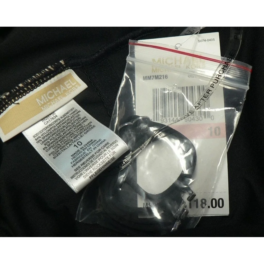 Michael Kors Logo Ring One-Shoulder Side Cutout One Piece Swimsuit Size‎ 10